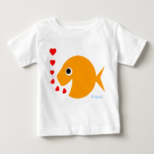 Cute Goldfish Valentine Cartoon Shirt For Baby (Front)