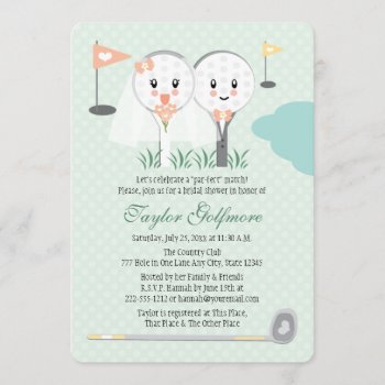 Cute Golf Ball And Tee Bride Groom Bridal Shower Invitation by OccasionInvitations at Zazzle