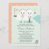 Cute Golf Ball and Tee Bride Groom Bridal Shower Invitation (Front/Back)
