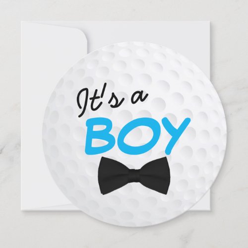 Cute Golf Ball Bow Tie Baby Boy Shower Invitation