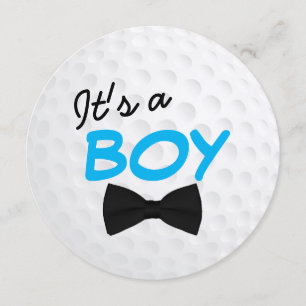 Cute Golf Ball Bow Tie Baby Boy Shower Invitation