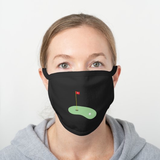 Cute Golf Ball Sports Black Cotton Face Mask (Worn)