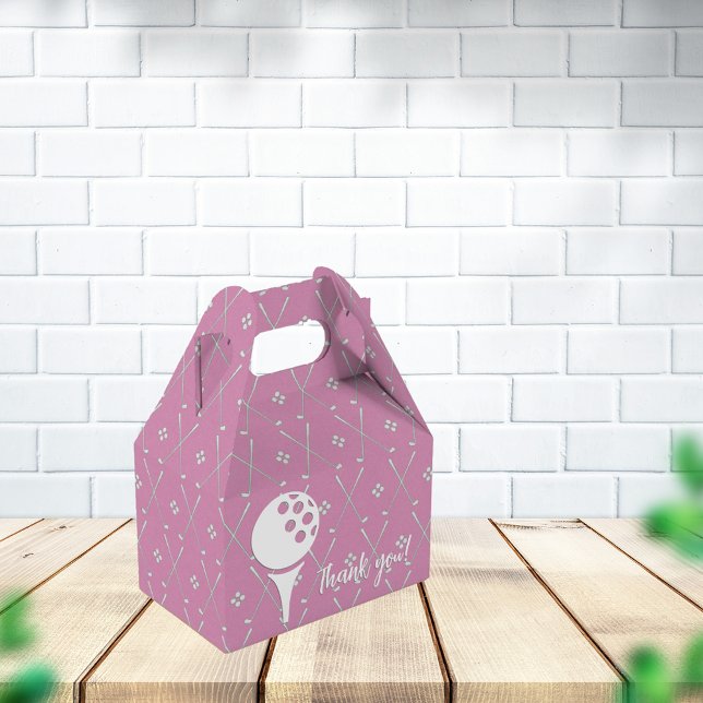 Cute Golf Ball Thank You Pink Favor Boxes (Creator Uploaded)