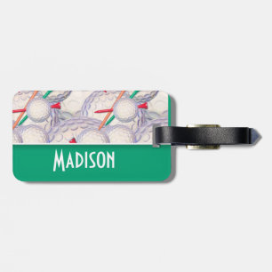 Cute Golf Balls & Tees Pattern Luggage Tag