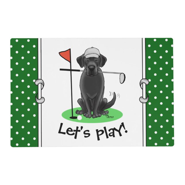 Cute Golf Black Labrador Retriever Dog Placemat (Front)