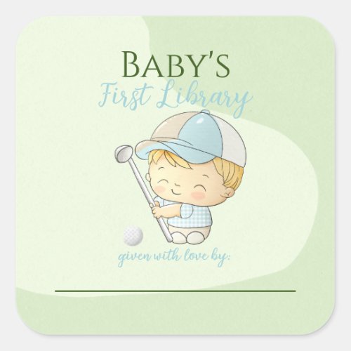 Cute Golf Boy First Library Bookplate Shower
