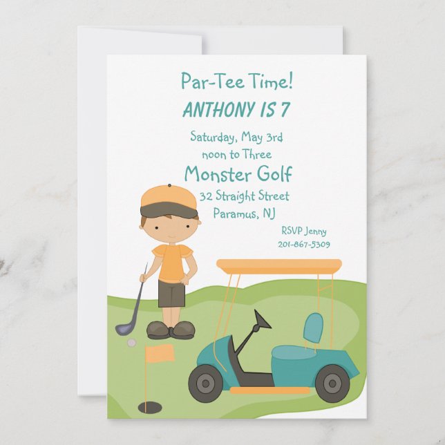 Cute Golf Boys Party Invitation (Front)