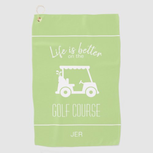 Cute Golf Cart Golfer Golf Course Quote Green Golf Towel