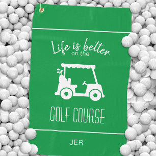 Cute Golf Cart Golfer Golf Course Quote Green Golf Towel