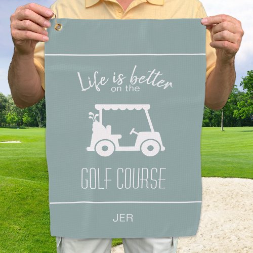 Cute Golf Cart Golfer Modern Sports Pro Green Golf Towel