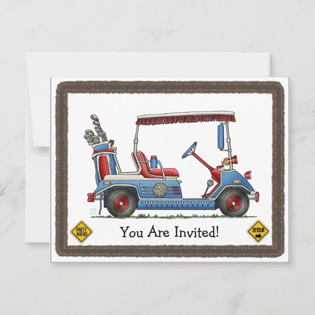 Cute Golf Cart Invitation (Front)