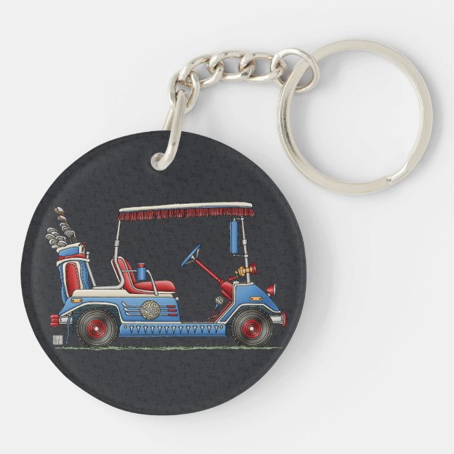 Cute Golf Cart Keychain (Back)