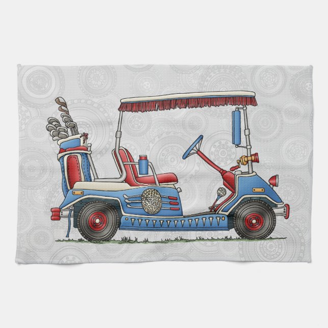 Cute Golf Cart Kitchen Towel (Horizontal)