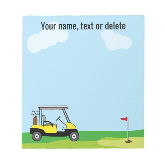 Cute Golf Cart Personalized Notepad (Front)
