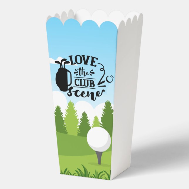 Cute golf club scene party favor boxes (Front)