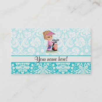 Cute Golf; Damask Pattern Calling Card by SportsWare at Zazzle