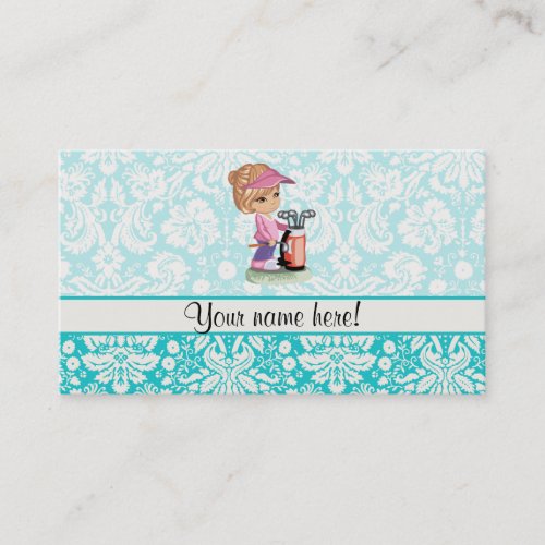 Cute Golf Damask Pattern Calling Card