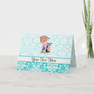 Cute Golf; Damask Pattern Card