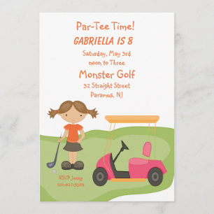 Cute Golf Girls Party Invitation