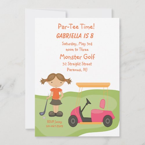 Cute Golf Girls Party Invitation