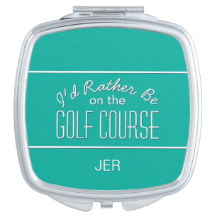 Cute Golf Golfer Golfing Quote Funny Teal & White Compact Mirror