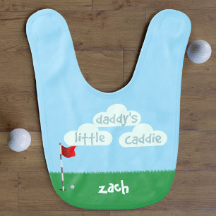 Cute Golf Theme Daddy's Little Caddie Baby Bib