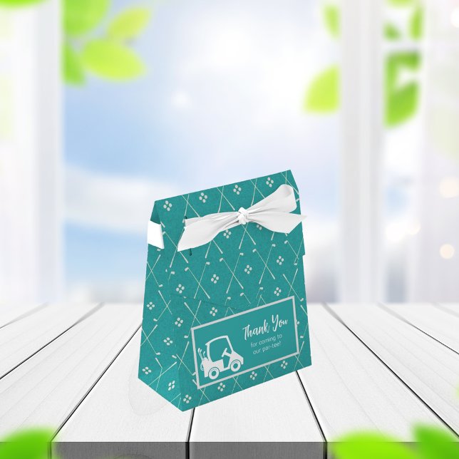 Cute Golf Theme Thank You Teal Favor Boxes (Creator Uploaded)
