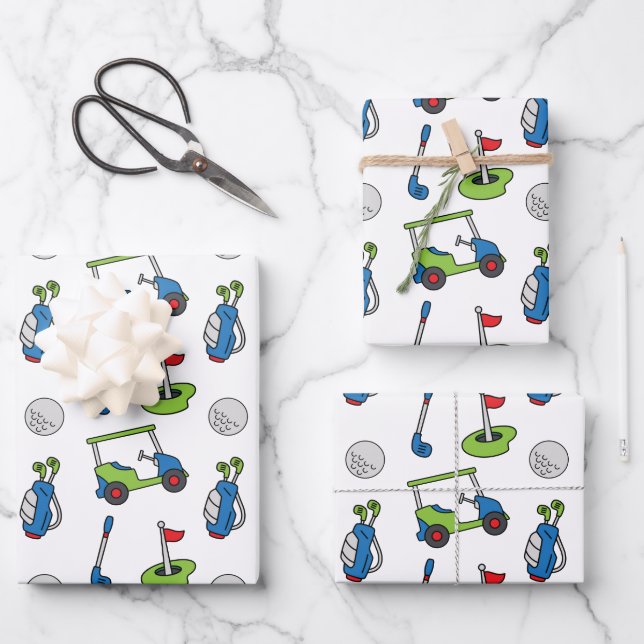 Cute Golf Wrapping Paper Sheets (Front)