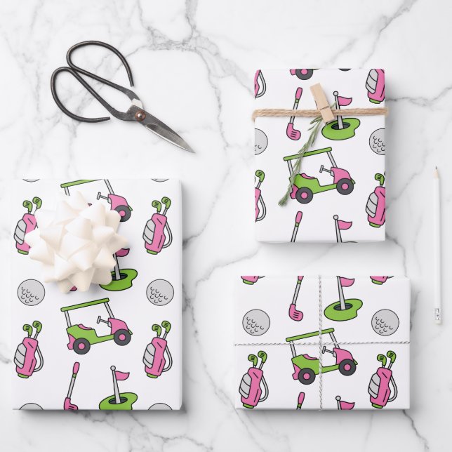 Cute Golf Wrapping Paper Sheets (Front)