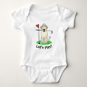 Cute Golf Yellow Labrador Retriever Dog Baby Bodysuit