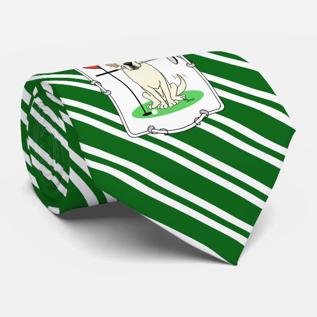 Cute Golf Yellow Labrador Retriever Dog Neck Tie (Rolled)