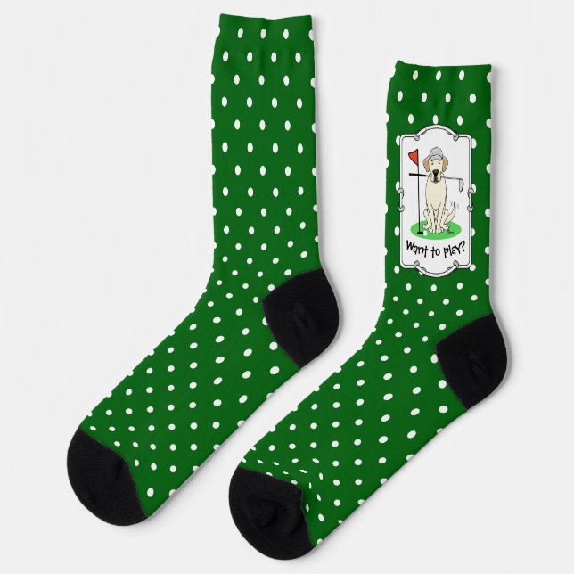 Cute Golf Yellow Labrador Retriever Dog Socks (Left)