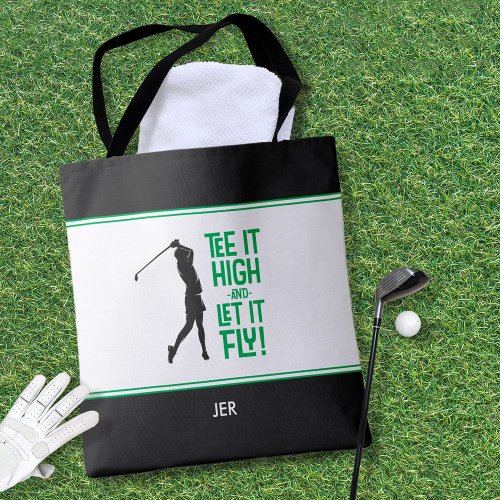 Cute Golfer Golf Humor Funny Modern Black White  Tote Bag