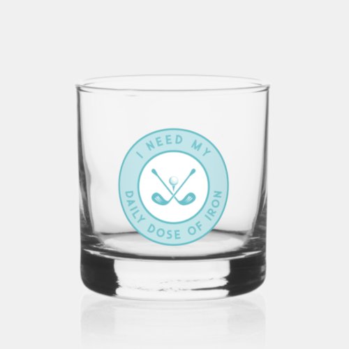 Cute Golfer Humor Funny Golf Iron Sports Pro Teal Whiskey Glass