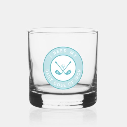 Cute Golfer Humor Funny Golf Iron Sports Teal Chic Whiskey Glass