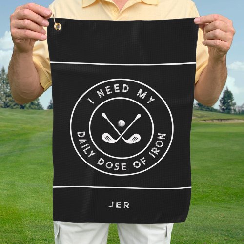 Cute Golfer Humor Golf Iron Sports Equipment Black Golf Towel