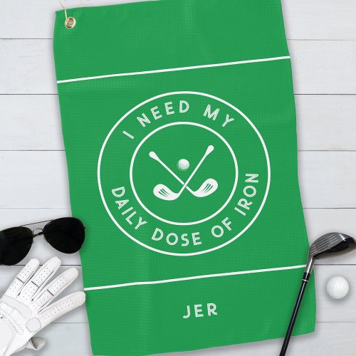 Cute Golfer Humor Golf Iron Sports Equipment Green Golf Towel