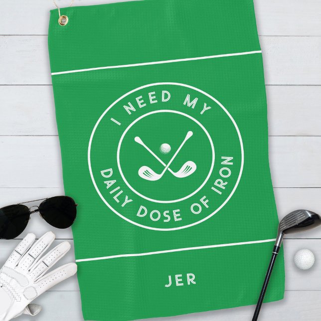Cute Golfer Humor Golf Iron Sports Equipment Green Golf Towel (Creator Uploaded)