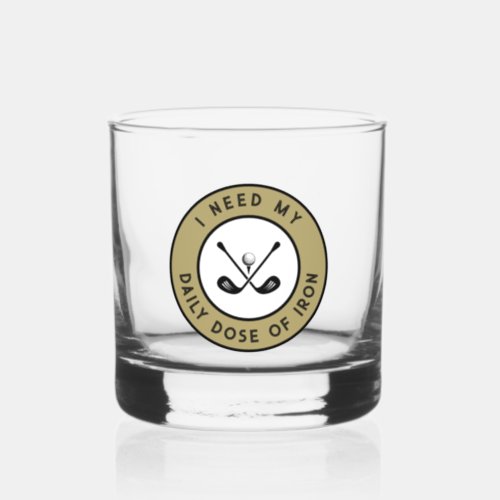 Cute Golfer Humor Golf Iron Sports Pro Black Gold Whiskey Glass