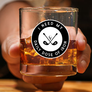 Cute Golfer Humor Golf Iron Sports Pro Black White Whiskey Glass