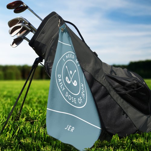 Cute Golfer Humor Golf Iron Sports Pro Turquoise Golf Towel