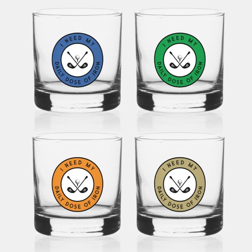 Cute Golfer Humor Golf Iron Sports Unique Gift Set Whiskey Glass