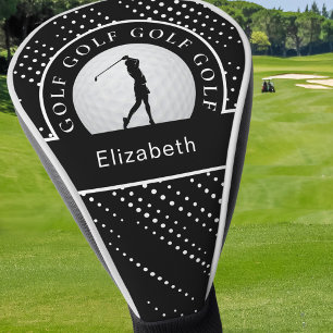 Cute Golfer Modern Golf Sports Pattern Black Golf Head Cover