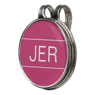 Cute Golfer Pro Monogrammed Golf Ball Marker Pink Golf Hat Clip