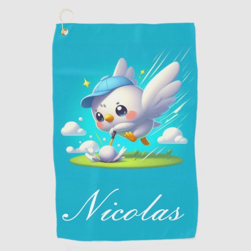 Cute Golfing Birdie Golf Towel