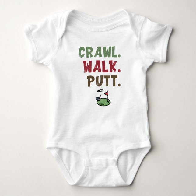 Cute Golfing, Crawl Walk Putt  Baby Bodysuit (Front)