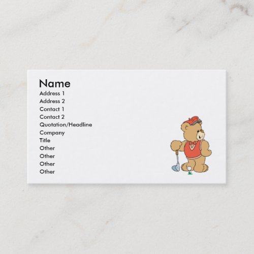 Cute Golfing Golfer Bear Business Card