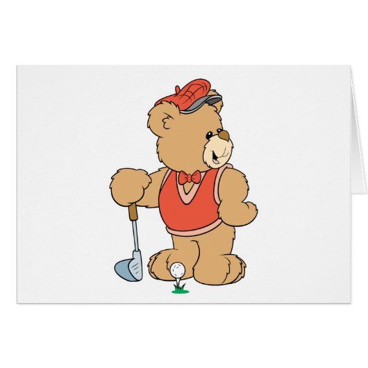 Cute Golfing Golfer Bear Cards (Front Horizontal)