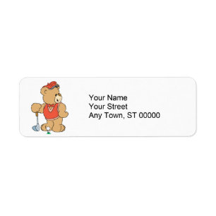 Cute Golfing Golfer Bear Label