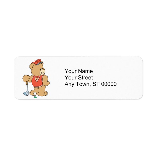 Cute Golfing Golfer Bear Label (Front)